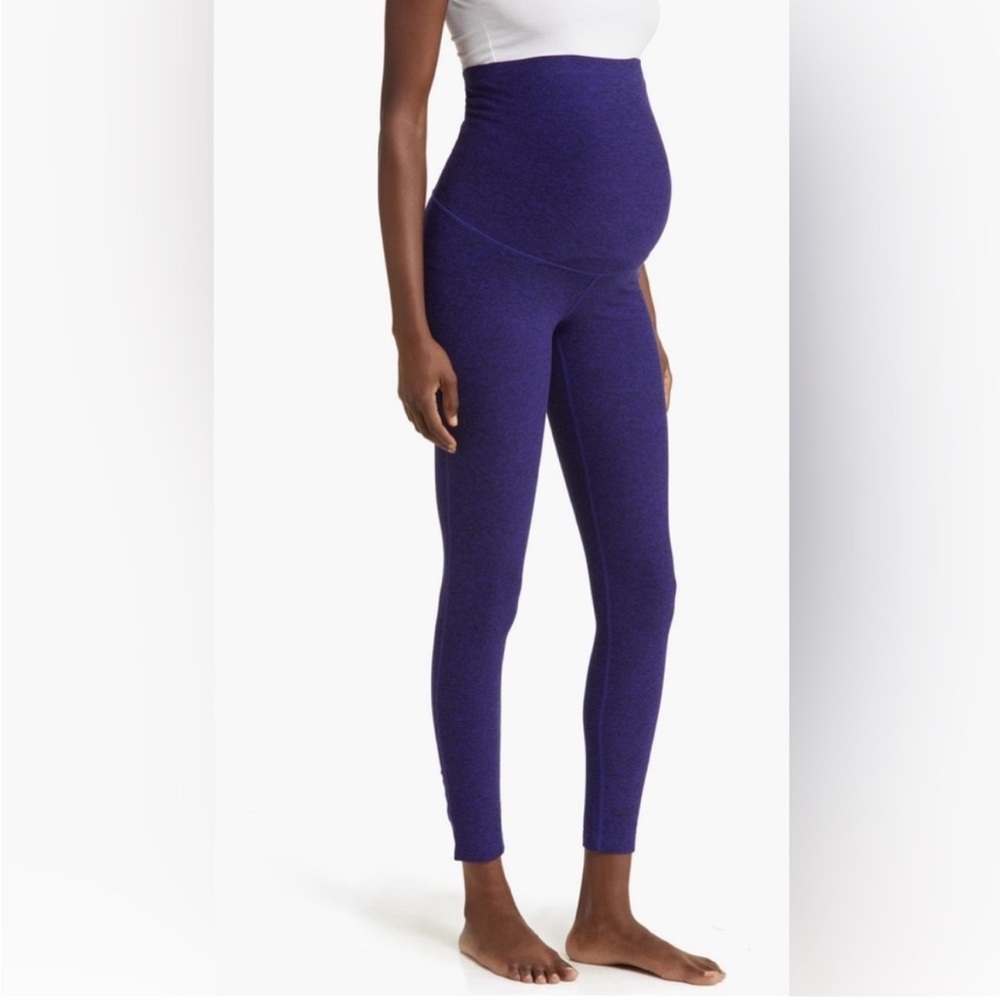 Zella Restore Soft Maternity Leggings Blue Melange Space Dye Over Belly